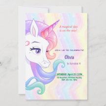 Invitation à l'anniversaire de la licorne modifiab