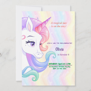 Invitation à l'anniversaire de la licorne modifiab