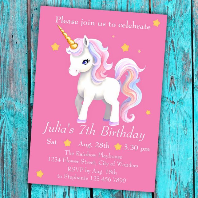 Invitation à l'anniversaire de la licorne - Parti  (Créateur téléchargé)