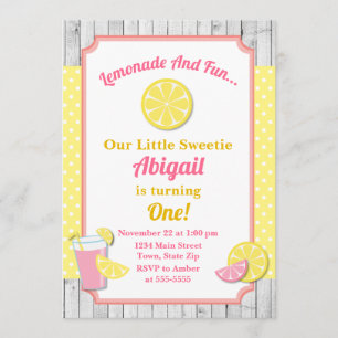 Invitation à l'anniversaire de la limonade rose, f