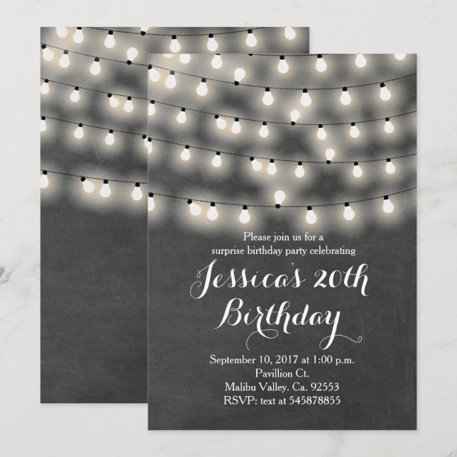 Invitation à l'anniversaire de la lumière de chaîn (Devant / Derrière)