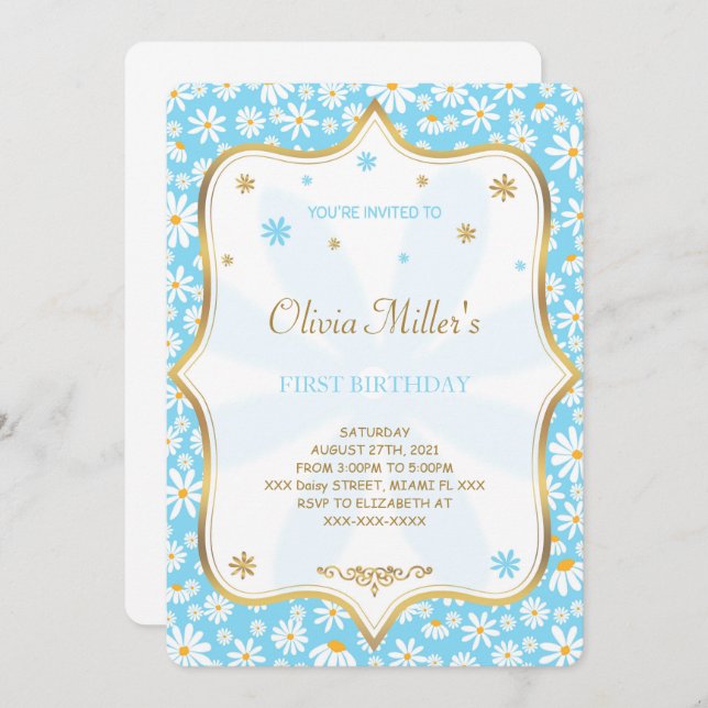 Invitation à l'anniversaire de la marguerite (Devant / Derrière)