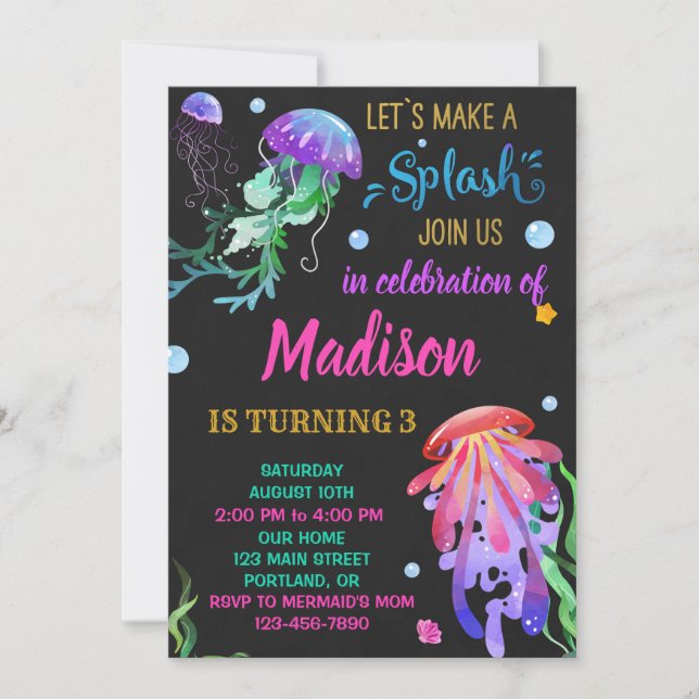 Invitation à l'anniversaire de la méduse Sous la m (Devant)