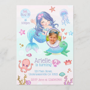 Invitation à l'anniversaire de la mignonne sirène