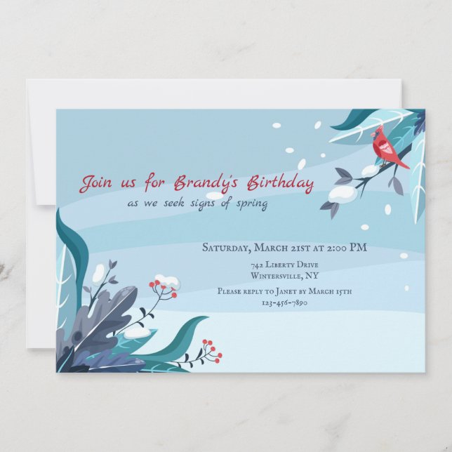 Invitation à l'anniversaire de la neige fondante (Devant)