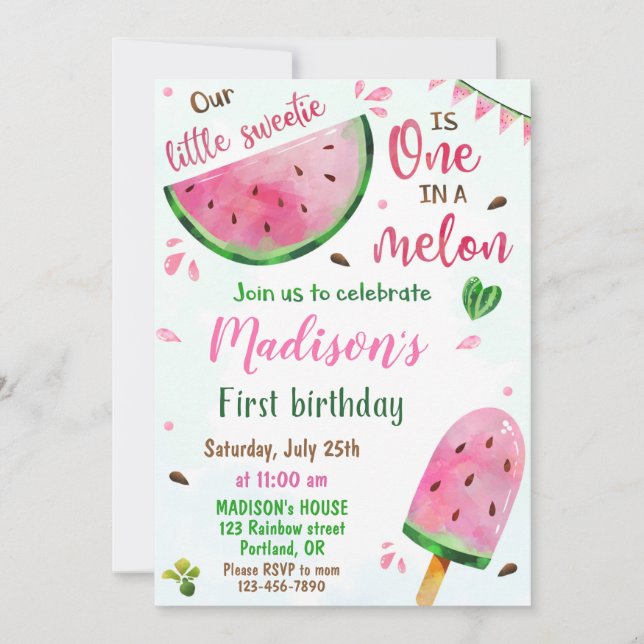 Invitation à l'anniversaire de la pastèque Une dan (Devant)