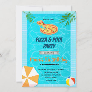 Invitation à l'anniversaire de la piscine de pizza