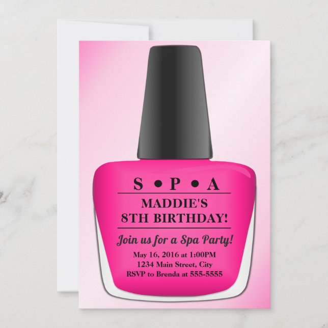 Invitation à l'anniversaire de la Pologne à ongles (Devant)