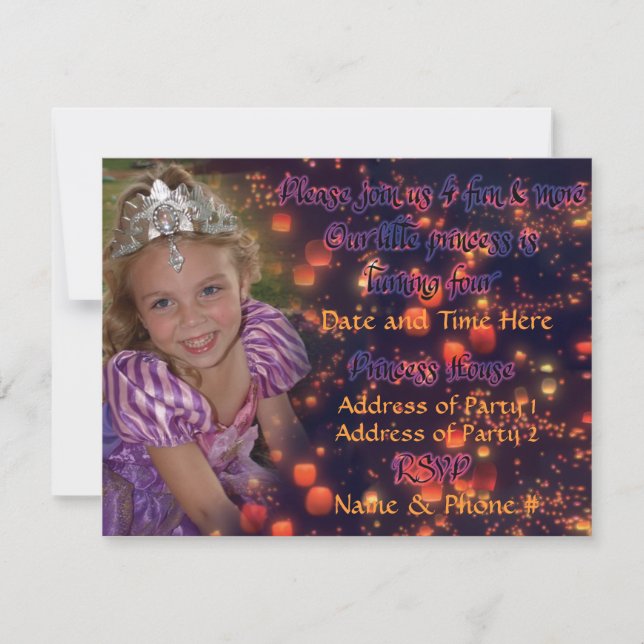 Invitation à l'anniversaire de la princesse âgée d (Devant)