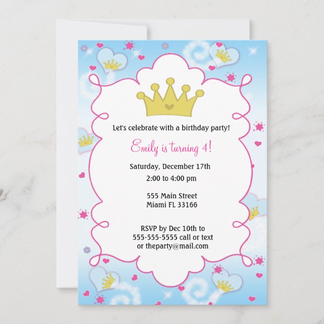 Invitation à l'anniversaire de la princesse Butter (Devant)