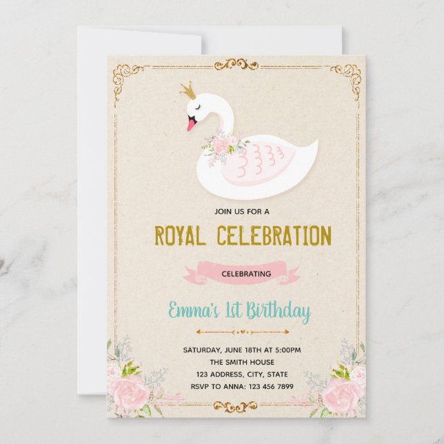 Invitation à l'anniversaire de la princesse Swan (Devant)