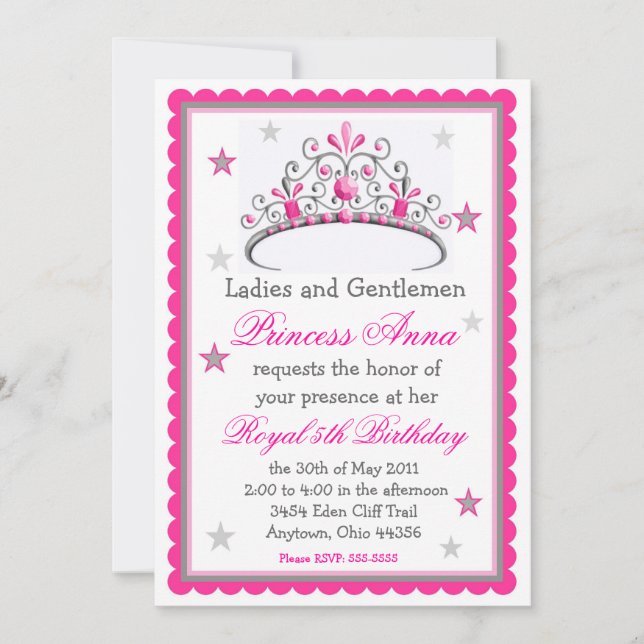 Invitation à l'anniversaire de la princesse Tiara (Devant)