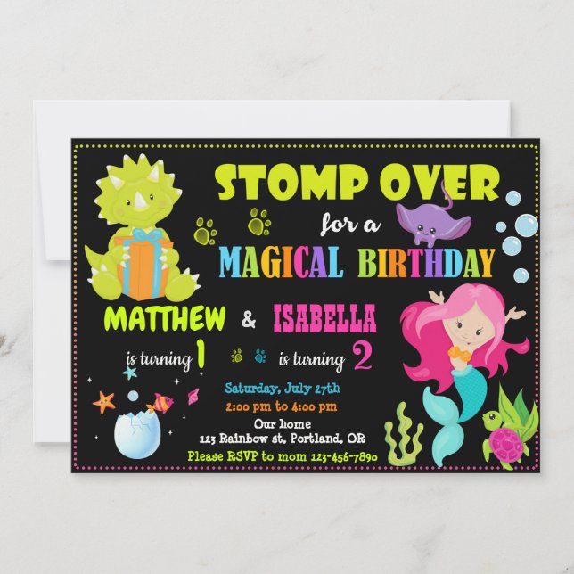 Invitation à l'anniversaire de la Sirène et du din (Devant)