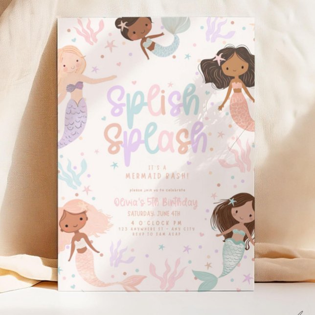 Invitation à l'anniversaire de la Sirène modifiabl (Créateur téléchargé)
