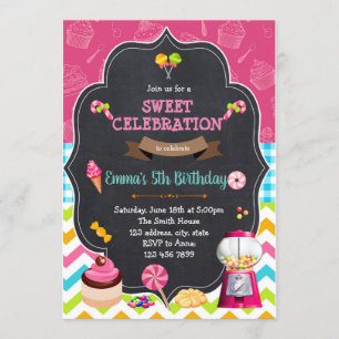 Invitation à l'anniversaire de la terre des bonbon