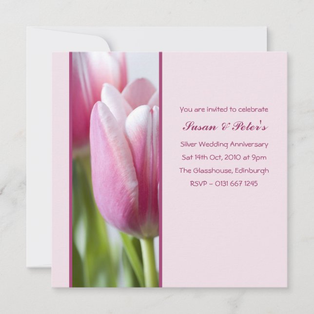 Invitation à l'anniversaire de la tulipe rose (Devant)