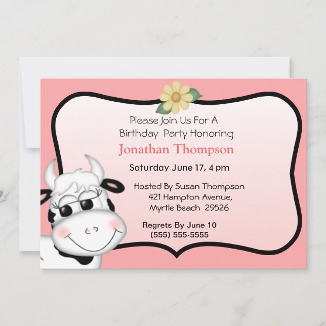 Invitation à l'anniversaire de la vache (Devant)