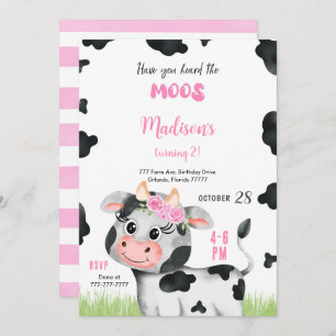 Invitation à l'anniversaire de la vache mignonne