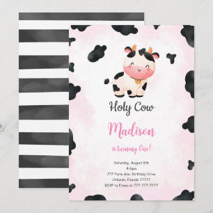 Invitation à l'anniversaire de la vache mignonne