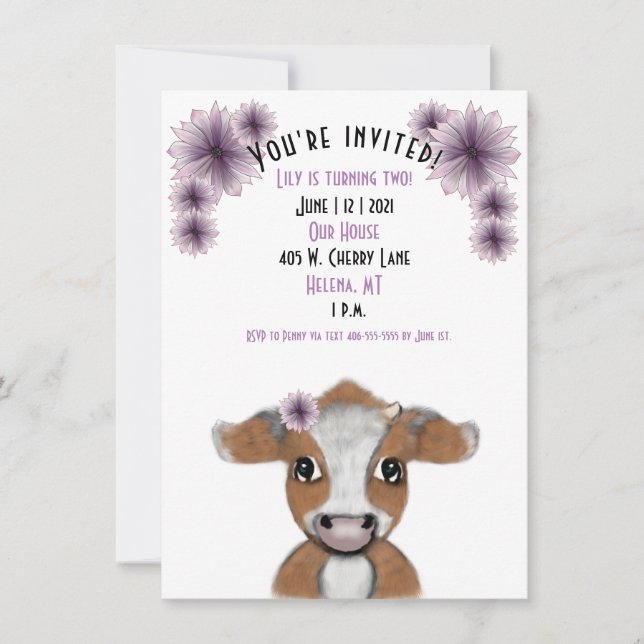 Invitation à l'anniversaire de la vache rouge| Car (Devant)