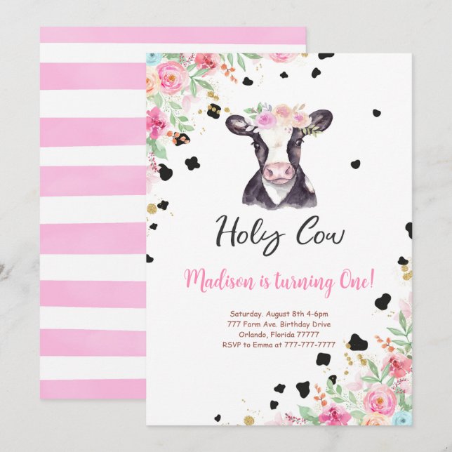 Invitation à l'anniversaire de la vache sainte (Devant / Derrière)