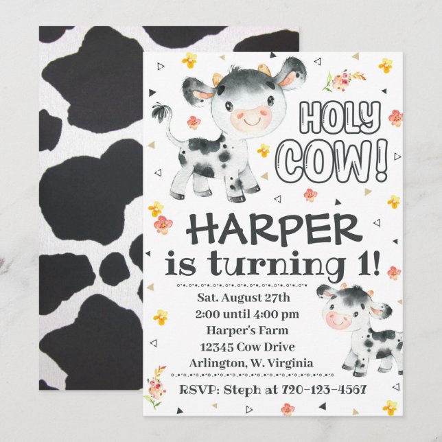 Invitation à l'anniversaire de la vache Sainte Inv (Devant / Derrière)