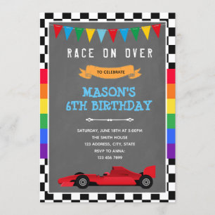 Invitation à l'anniversaire de la voiture Rainbow