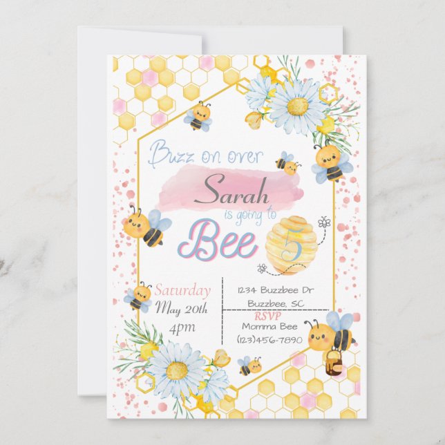 Invitation à l'anniversaire de l'abeille (Devant)