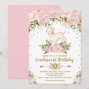 Invitation à l'anniversaire de l'agneau de filles