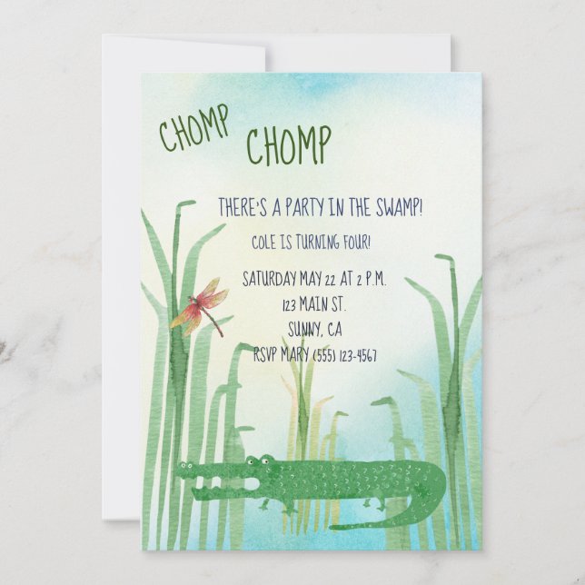 Invitation à l'anniversaire de l'alligator (Devant)