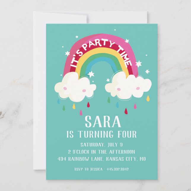 Invitation à l'anniversaire de l'arc-en-ciel (Devant)