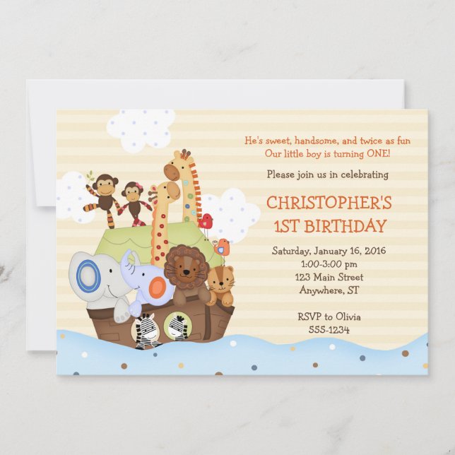 Invitation à l'anniversaire de l'arche de Noé (ave (Devant)