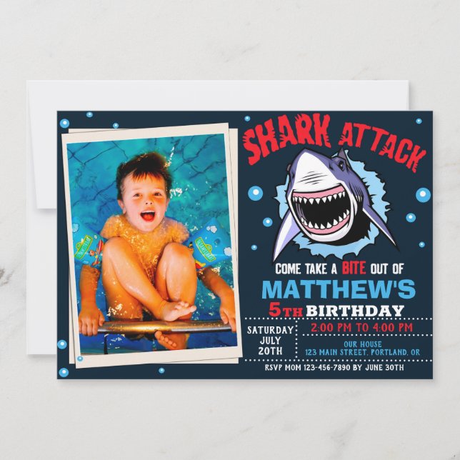 Invitation à l'anniversaire de l'attaque de requin (Devant)