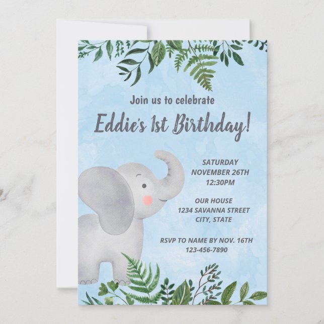 Invitation à l'anniversaire de l'éléphant (Devant)