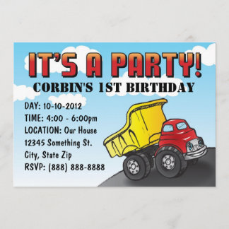 Invitation à l'anniversaire de l'enfant du camion-