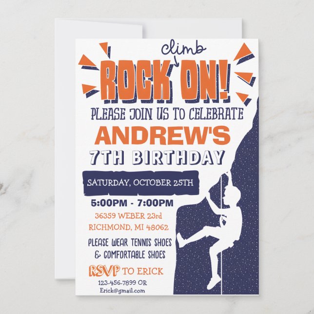 Invitation à l'anniversaire de l'Escalade Rock per (Devant)