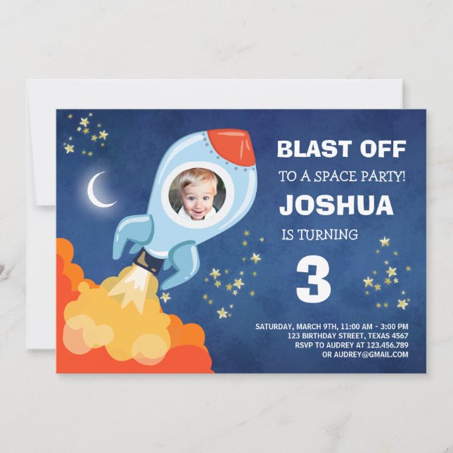 Invitation à l'anniversaire de l'espace Astronaute (Devant)