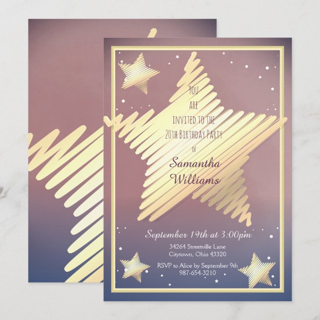 Invitation à l'anniversaire de l'étoile (Devant / Derrière)