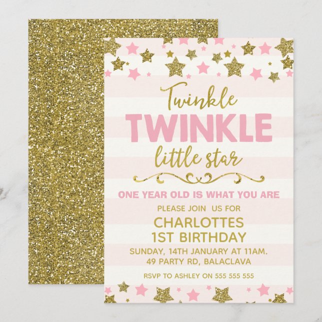 Invitation à l'anniversaire de Little Star (Devant / Derrière)