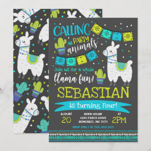 Invitation à l'anniversaire de Llama Fun Party
