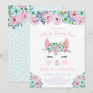 Invitation à l'anniversaire de Llama Fun Party