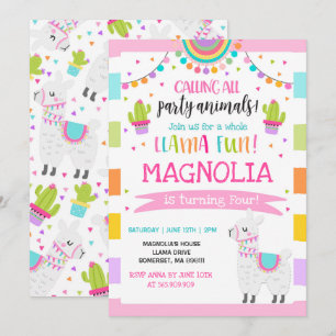 Invitation à l'anniversaire de Llama Fun Party