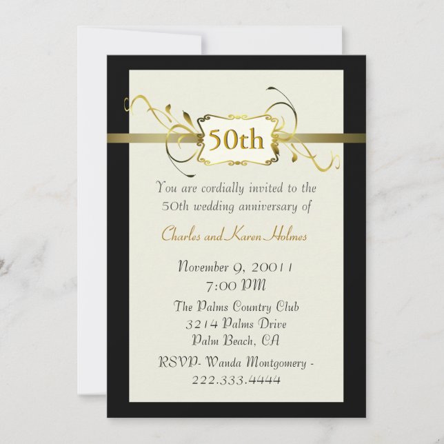 Invitation à l'anniversaire de l'or (Devant)
