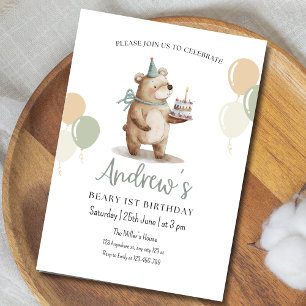 Invitation à l'anniversaire de l'ours en peluche,