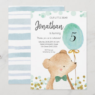 Invitation à l'anniversaire de l'ours et du ballon