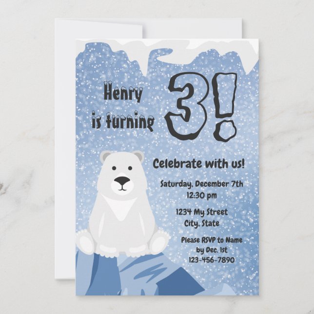 Invitation à l'anniversaire de l'ours polaire (Devant)