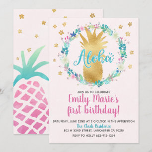 Invitation à l'anniversaire de Luau tropical ou to