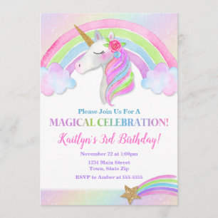 Invitation à l'anniversaire de l'Unicorn, Rainbow 