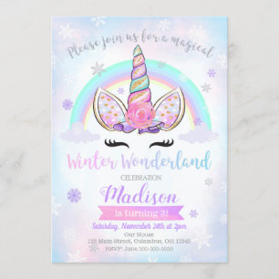 Invitation à l'anniversaire de l'Unicorn Winter Wo