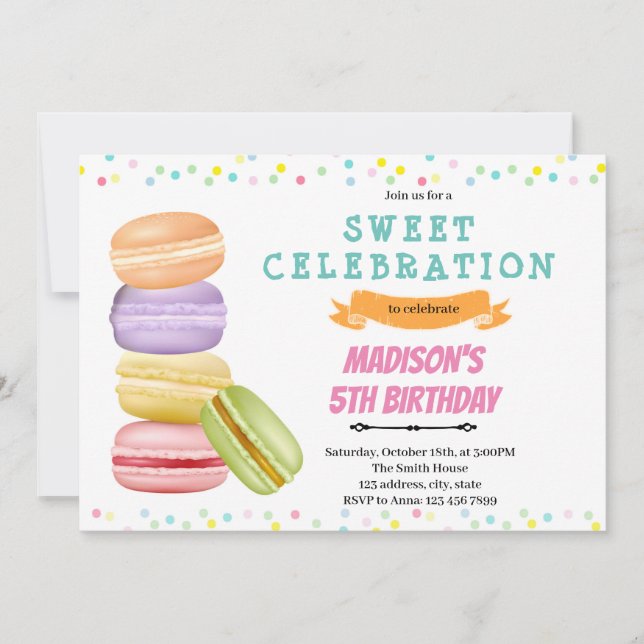 Invitation à l'anniversaire de Macaron (Devant)